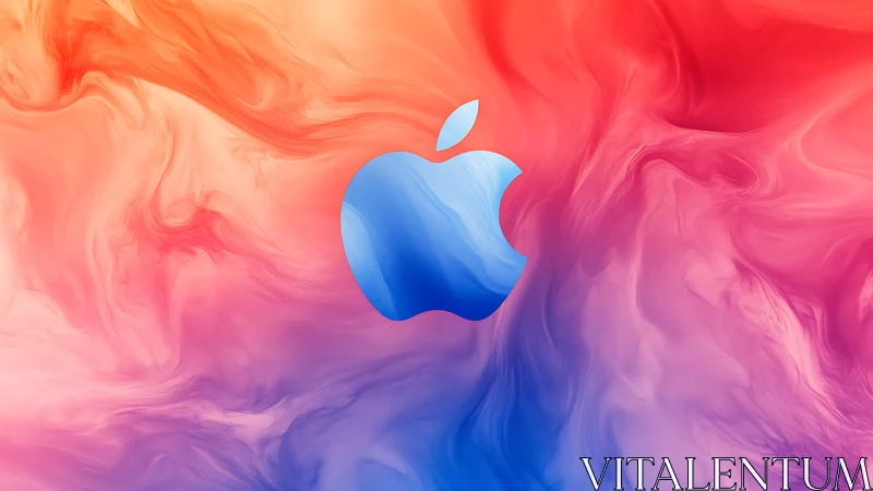 Blue glass logo floats over fluid red to violet gradient field