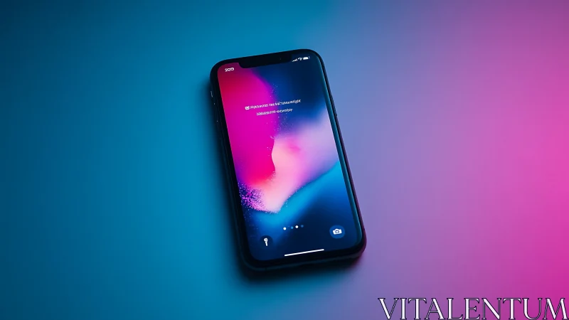 Smartphone Display Against Gradient Background.
