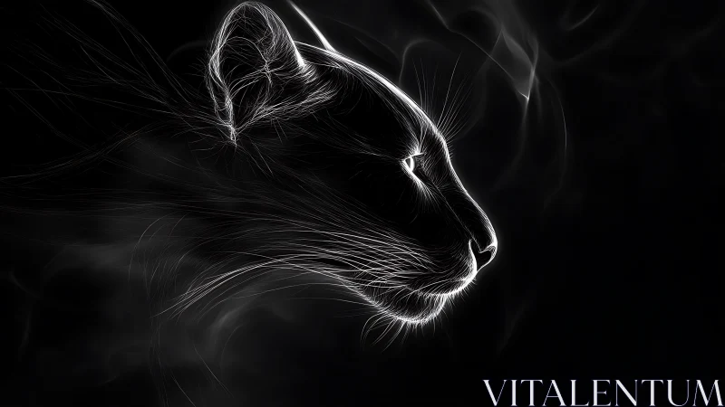 Luminous Feline Silhouette Glowing with Electric Presence.