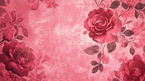 Monochromatic Rose Bloom Arrangement With Vintage Texture Overlay.