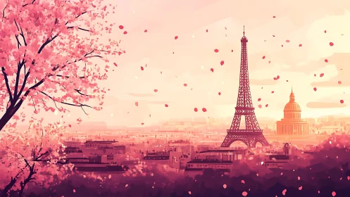 Spring petals drift as Paris blushes around the iron tower