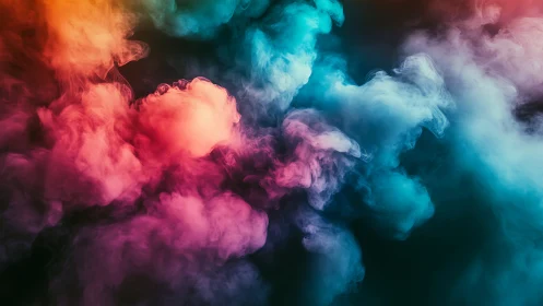 Colorful dreamlike clouds swirling in luminous motion.