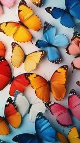 High-resolution multicolored butterflies on soft gradient backdrop
