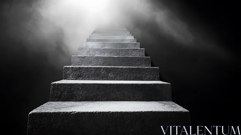 Stone stairway climbs into blinding light above the void.