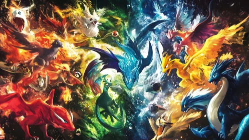 Elemental dragon clash ignites a vivid fantasy battle realm