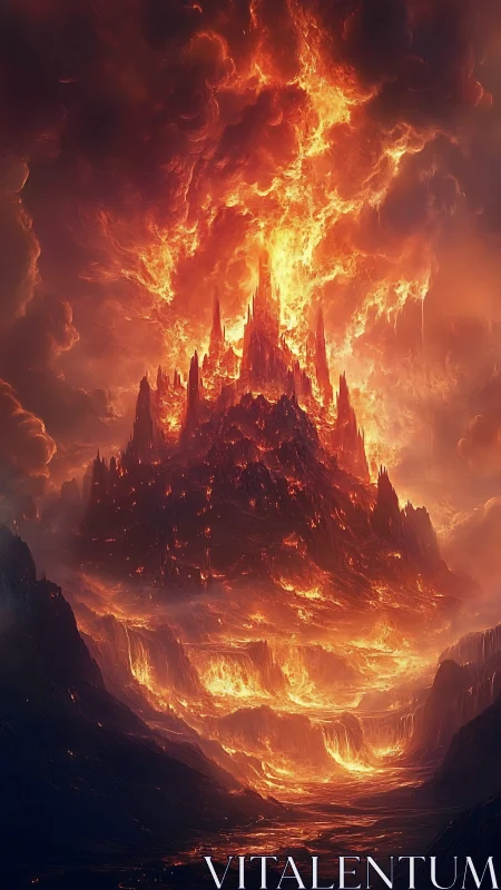 Inferno Castle: A Towering Fortress Consumed by Apocalyptic Flames