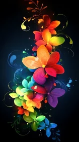 Luminous Blooms Dance Through Darkness In Prismatic Explosion