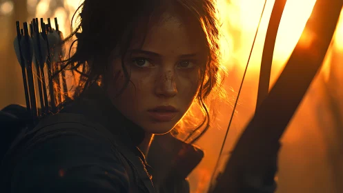Sun-burnished archer locks her gaze on the unseen target
