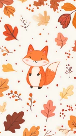 Playful autumn fox surrounded by cozy falling leaves.