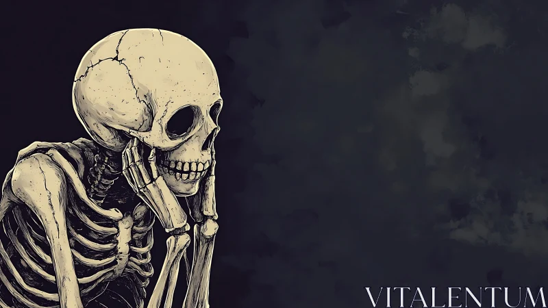 Human skeleton illustration posed against dark empty space.