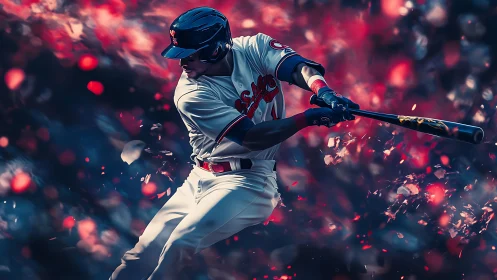 Blazing swing in a storm of neon sparks and fractured dusk.