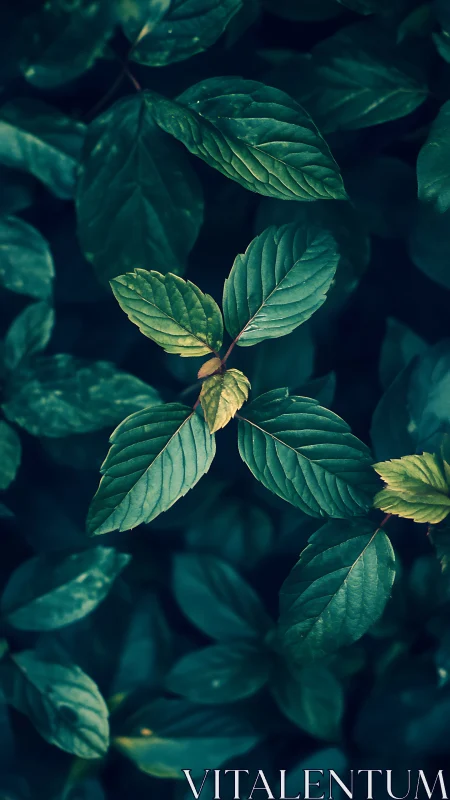 Close-up view of green foliage with central leaf cluster.