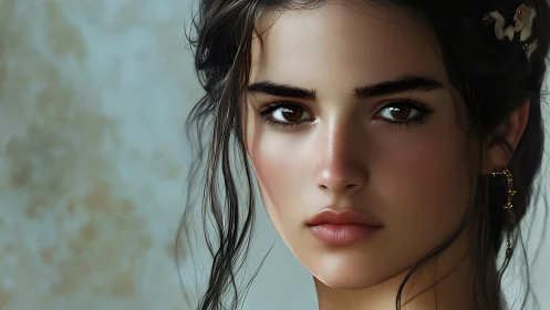 Photorealistic close-up portrait with soft diffuse lighting artistry.
