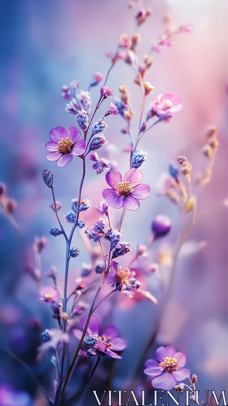 Delicate Purple Flowers Dance Through Soft Dreamy Light