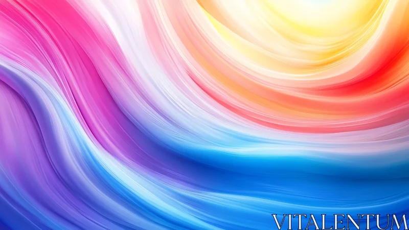 Color gradients form flowing abstract waves toward bright light