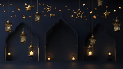 Parametric lantern array with vaulted niches and starfield relief.