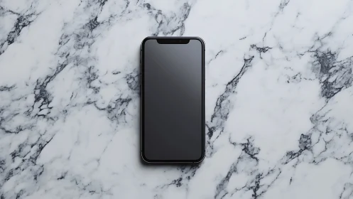 Smartphone on Marble Surface with Notch Display