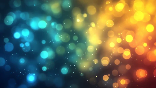 Bokeh nebula of teal and ember lights in dreamy collision.