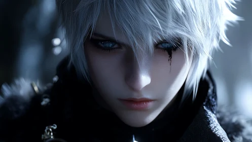 Silver-haired oracle stares through frostbitten twilight. Period.