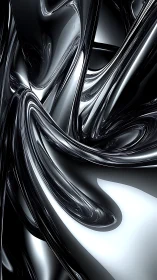Shimmering metallic curves flow in a calm abstract dance