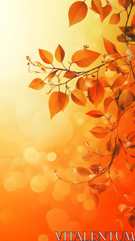 Golden autumn leaves drifting in soft evening glow.