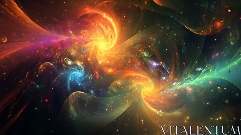 Multicolor fractal nebula vortices depict turbulent cosmic energy