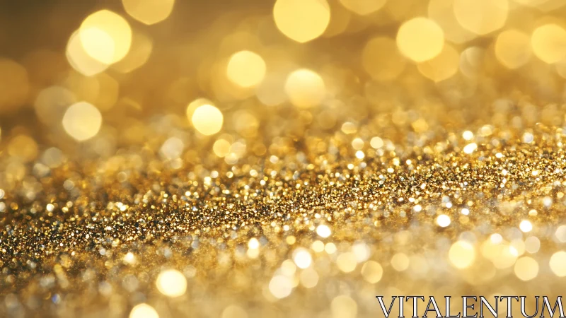 Gilded glitter horizon glows in dreamy golden bokeh haze.