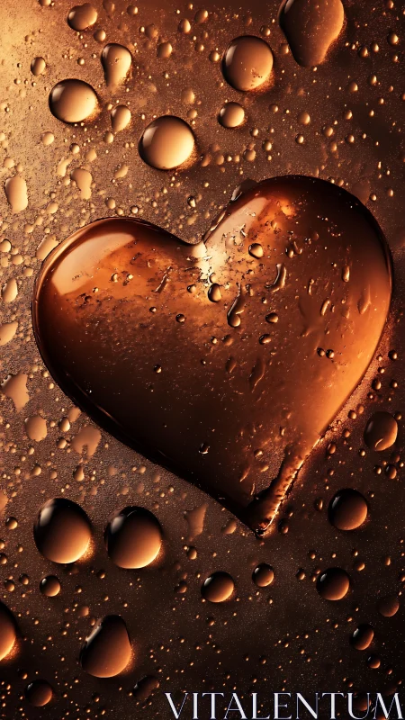 Liquid Chocolate Heart: Love and Luxury in Copper Elegance