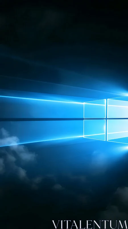 Windows Logo with Luminous Blue Geometric Forms