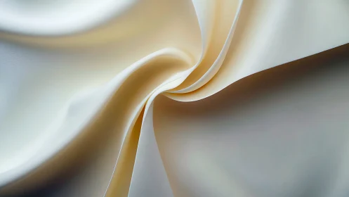 Macro closeup of ivory satin fabric folds under soft light.