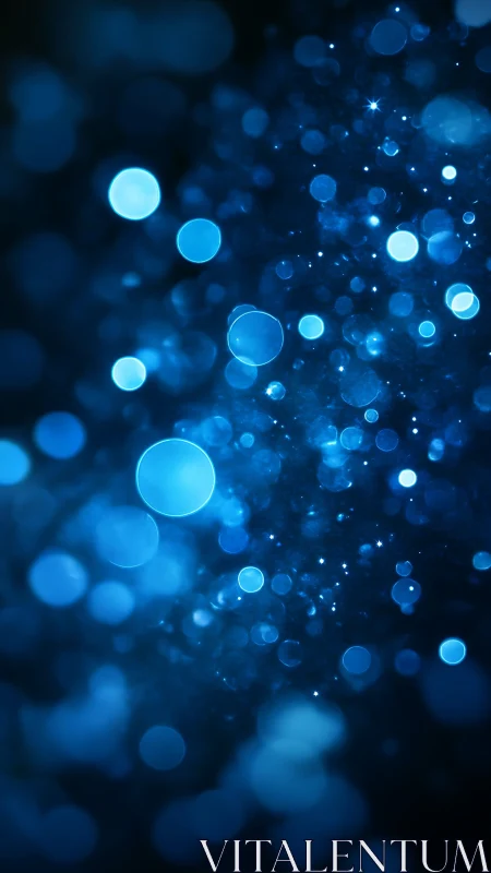 Defocused blue bokeh particles form a luminous abstract field