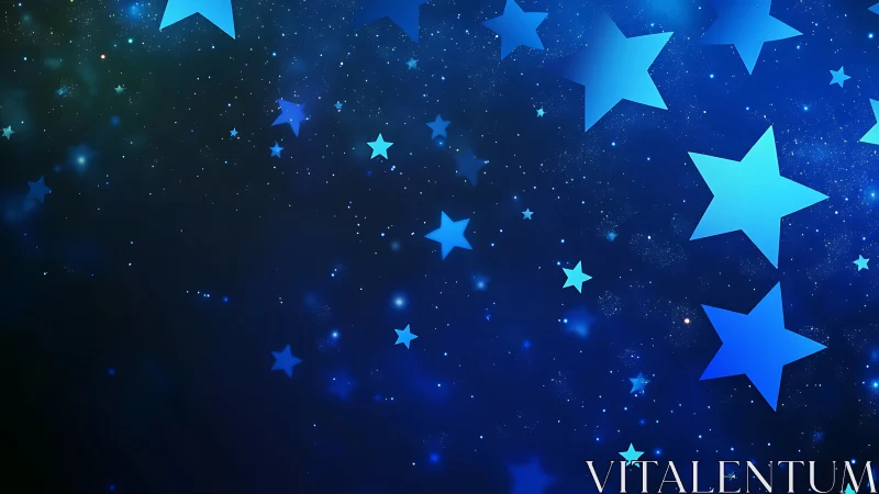 Layered blue vector stars overlay stylized deep-space starfield