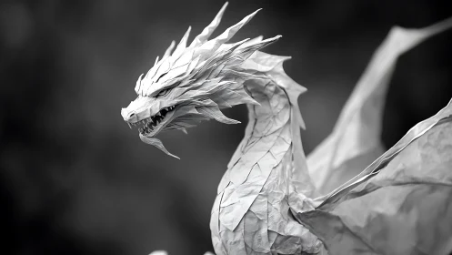Intricate paper dragon sculpture with fierce, magical charm.