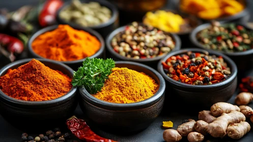 Colorful spice bowls inviting everyday kitchen adventures.
