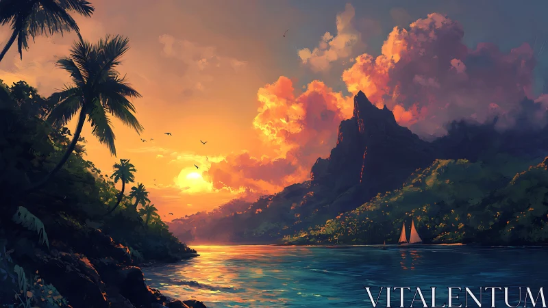 Volcanic Reverie: Where Tropics Ignite at Dusk.