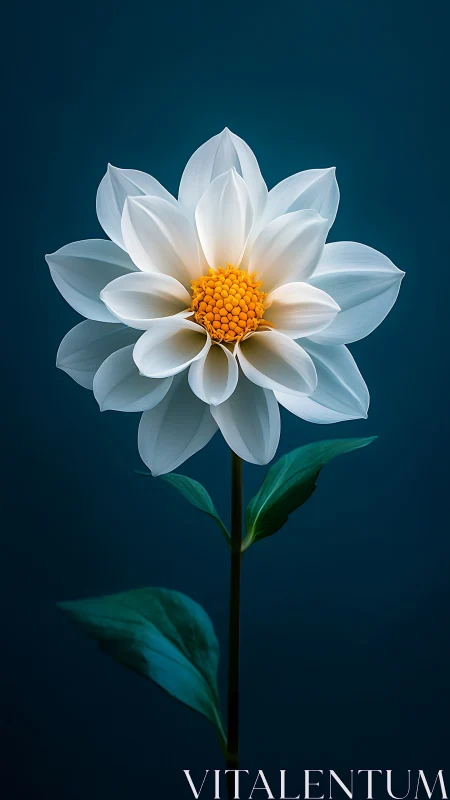 White Lotus with Golden Center Against Deep Teal Background