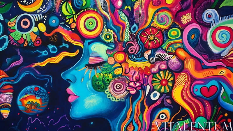 Colorful psychedelic profile with swirling abstract forms.