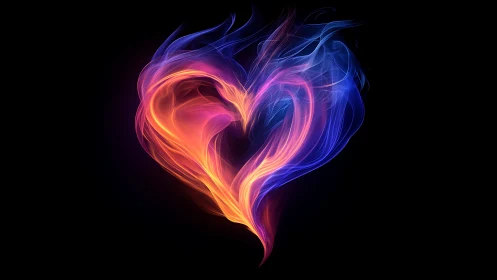 Luminescent Heart Form: Dynamic Fire and Plasma Digital Rendering.