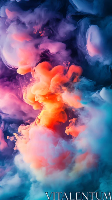 Vibrant neon ink clouds swirl through deep teal mist.