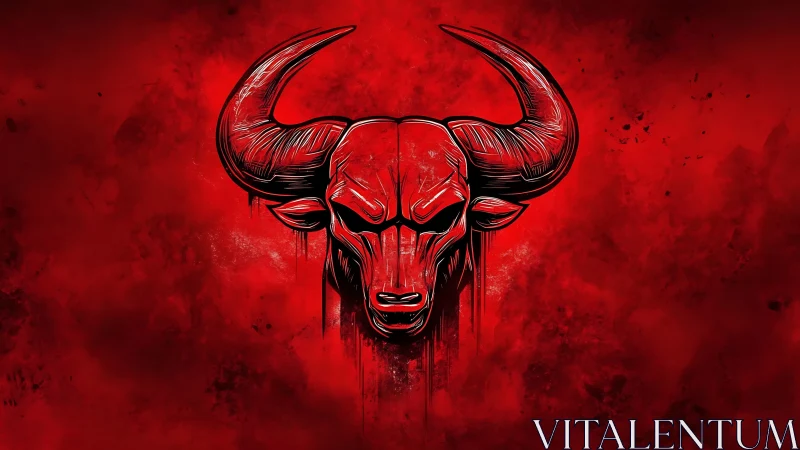 Bold red bull portrait glowing with fierce, fiery energy.