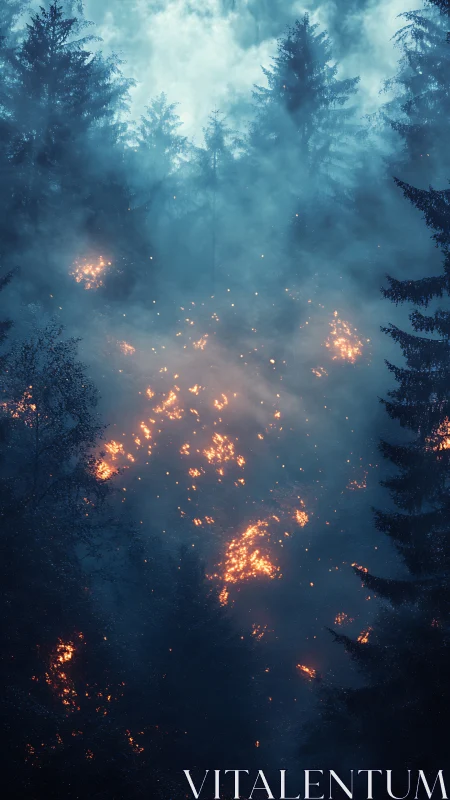 Nocturnal Forest Wildfire: Aerial Night Vision Perspective.