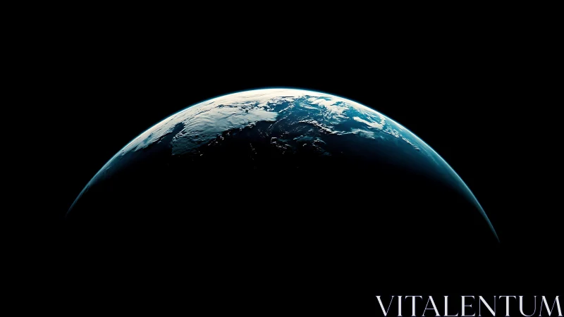 Gentle blue horizon of Earth emerging from quiet darkness.