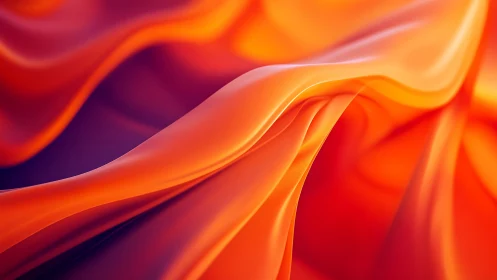 Orange and purple flowing folds form smooth abstract waves