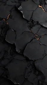 Fractured black slate with subtle metallic gold fissures