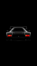 Rear view sports car illustration isolates on black background