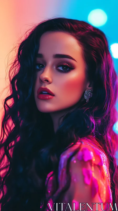 Chromatic portrait under tri-tone bokeh illumination field.