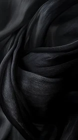 Photorealistic black chiffon folds with sculptural drape study.