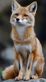 Amber forest fox sitting like a tiny, patient philosopher.