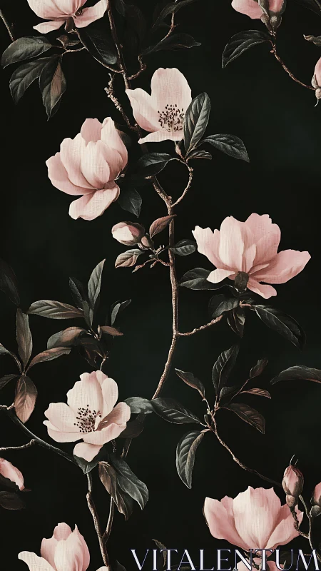 Midnight Bloom Dance: Peonies Against Velvet Black.