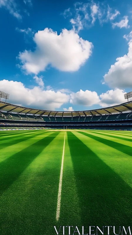 Stadium daydream where emerald stripes race the clouds.
